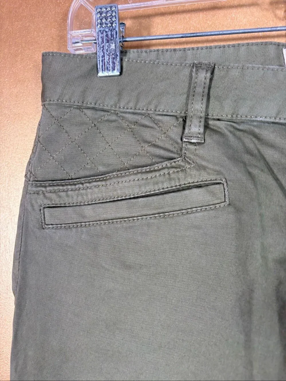 Tory Burch army green zippered ankle chino pants size 27